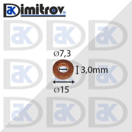 Дифтунга Ø  7,3 x Ø 15 x 3 mm медна
